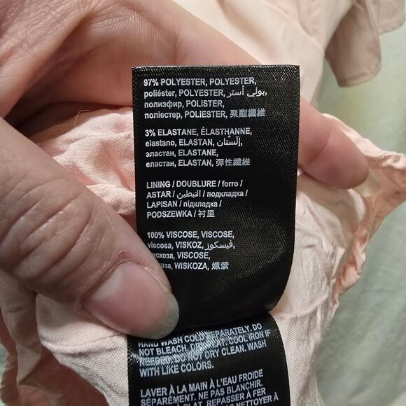 bebe blush pink V-neck flutter puff sleeve fit & flare mini dress XL A-line - Picture 11 of 12